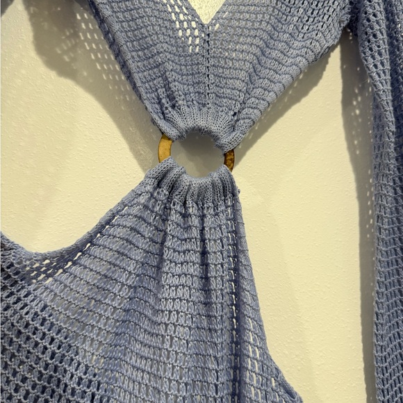 Swim suit cover up knit, Light Blue, Cutout Dress - Picture 7 of 8